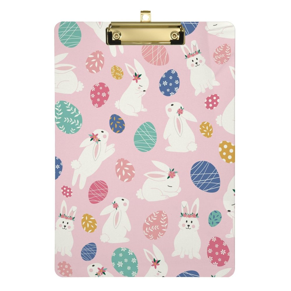Cute Pink Bunny Easter Egg Acrylic Clipboard, A4/Letter Size