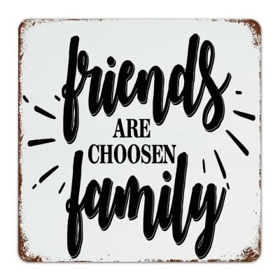 Country Metal Sign “Outdoor Friends Are Chosen Family,” Man Cave Decor, 30.5 x 30.5 cm