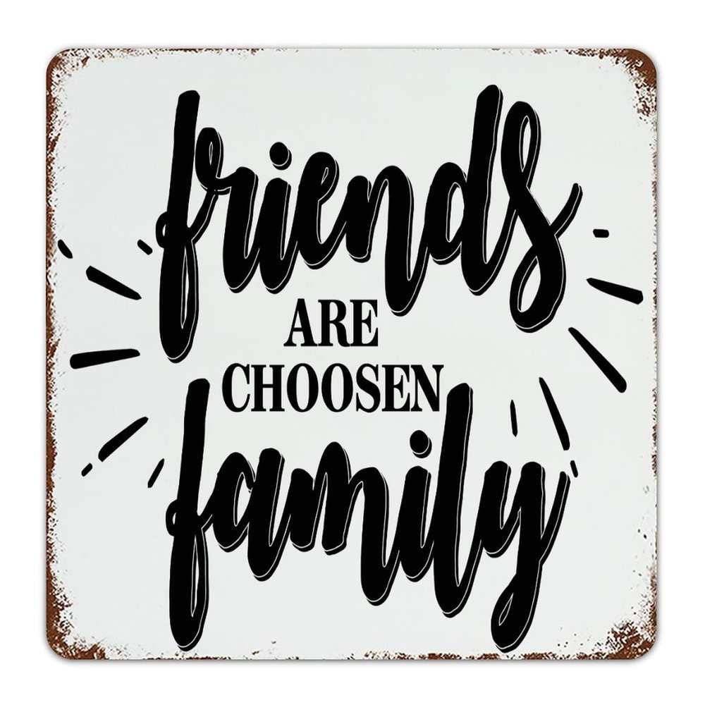 Country Metal Sign “Outdoor Friends Are Chosen Family,” Man Cave Decor, 30.5 x 30.5 cm