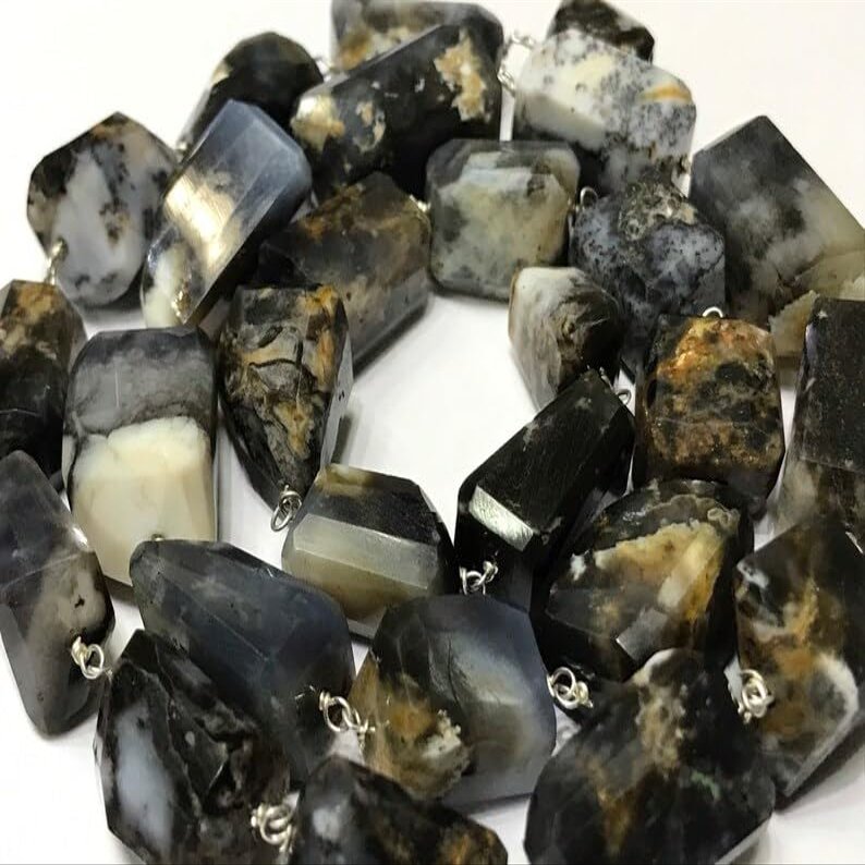 Natural Dandruff Opal Faceted Nugget Beads, 12 x 14 mm, 23-Inch Strand