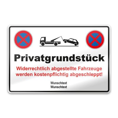 PrintPlanet Custom Parking Sign – 3 mm White Aluminum Composite, Private Property + 2 Text Lines