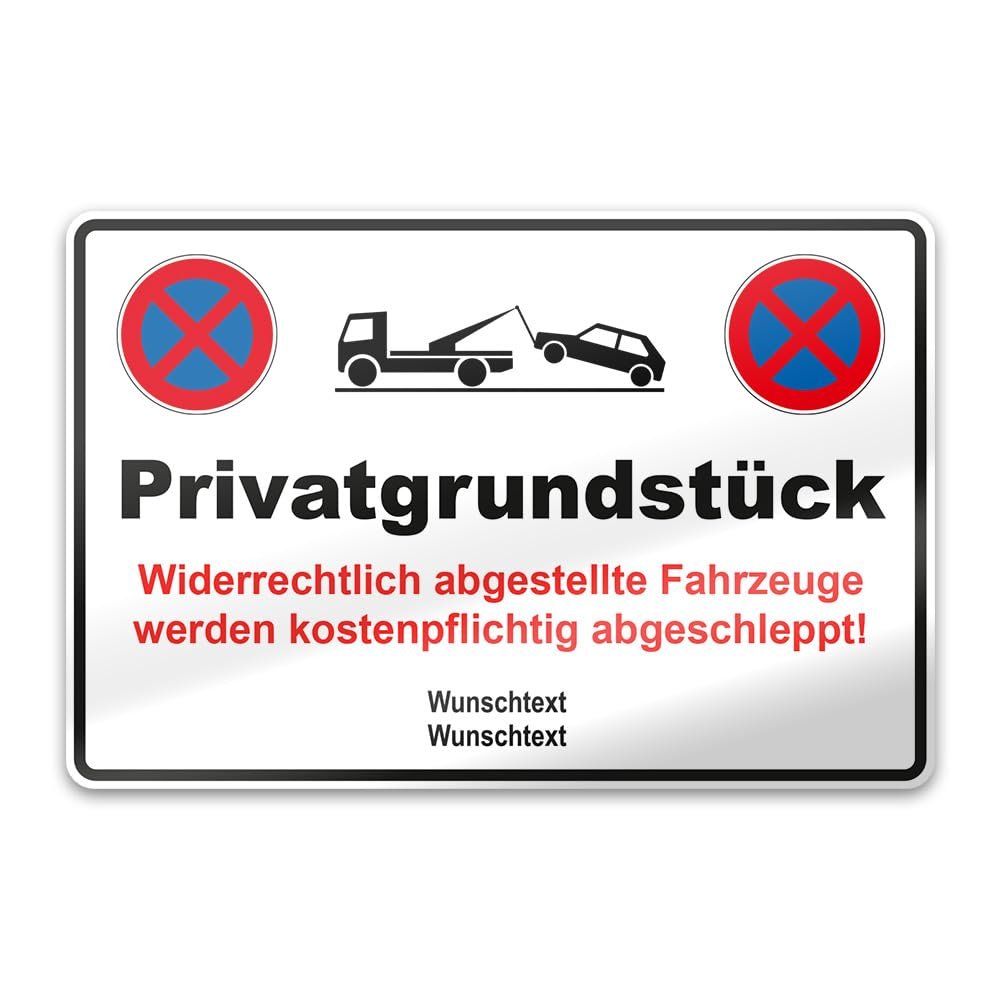 PrintPlanet Custom Parking Sign – 3 mm White Aluminum Composite, Private Property + 2 Text Lines