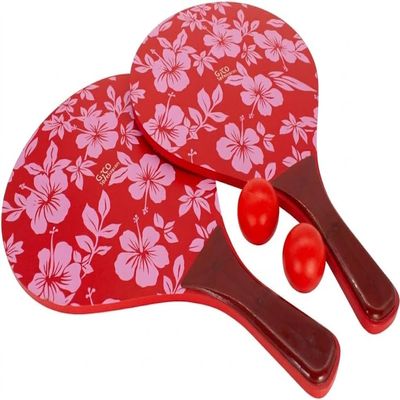 GICO Retro Beach Ball Set in Red with Floral Pattern, 2026 Model, Sturdy Plywood - 3269