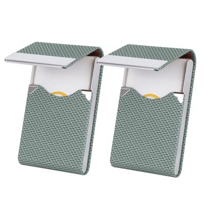 ALXBSONE 2-Pack Business Card Holders, Metal Card Cases with Magnetic Closure, PU Leather