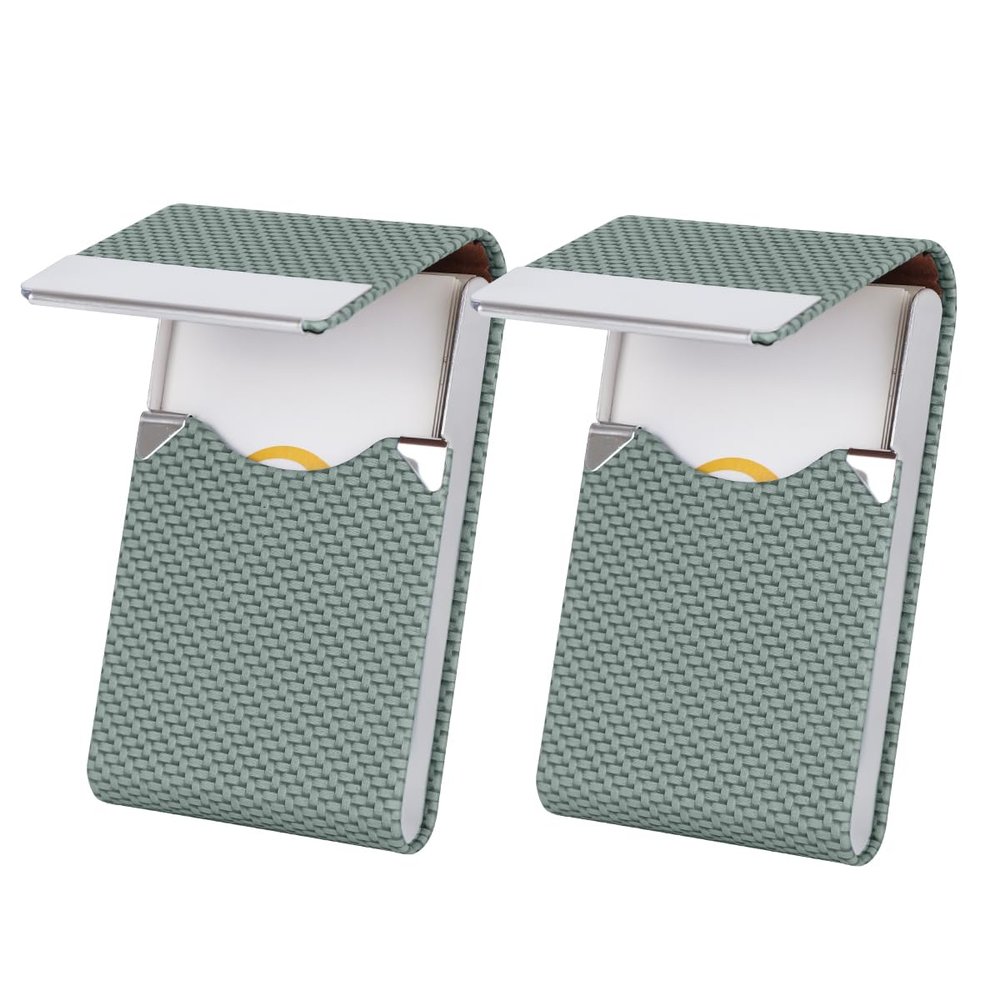 ALXBSONE 2-Pack Business Card Holders, Metal Card Cases with Magnetic Closure, PU Leather