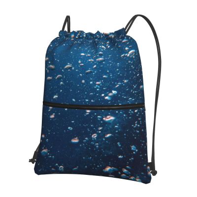 VACSAX Water-Resistant Drawstring Backpack, Undersea Shoal Print, Black, One Size