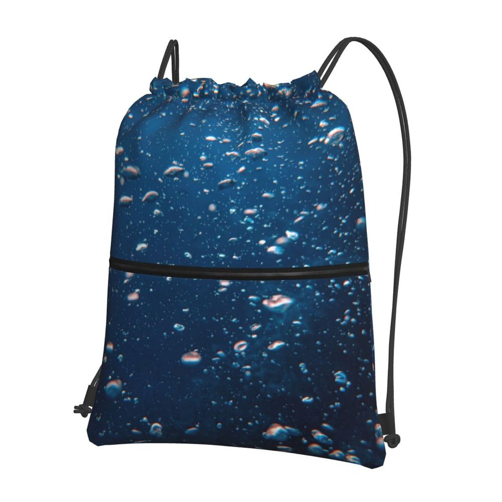 VACSAX Water-Resistant Drawstring Backpack, Undersea Shoal Print, Black, One Size