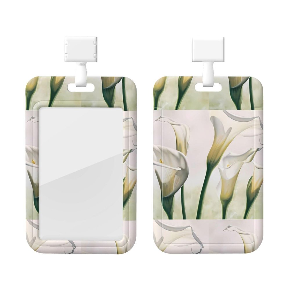 Beauty Flowers Vertical ID Badge Holder with Lanyard