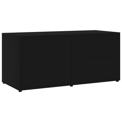 Makastle TV Stand with 2 Drawers and 1 Door Cabinet, Black, 80 x 34 x 36 cm
