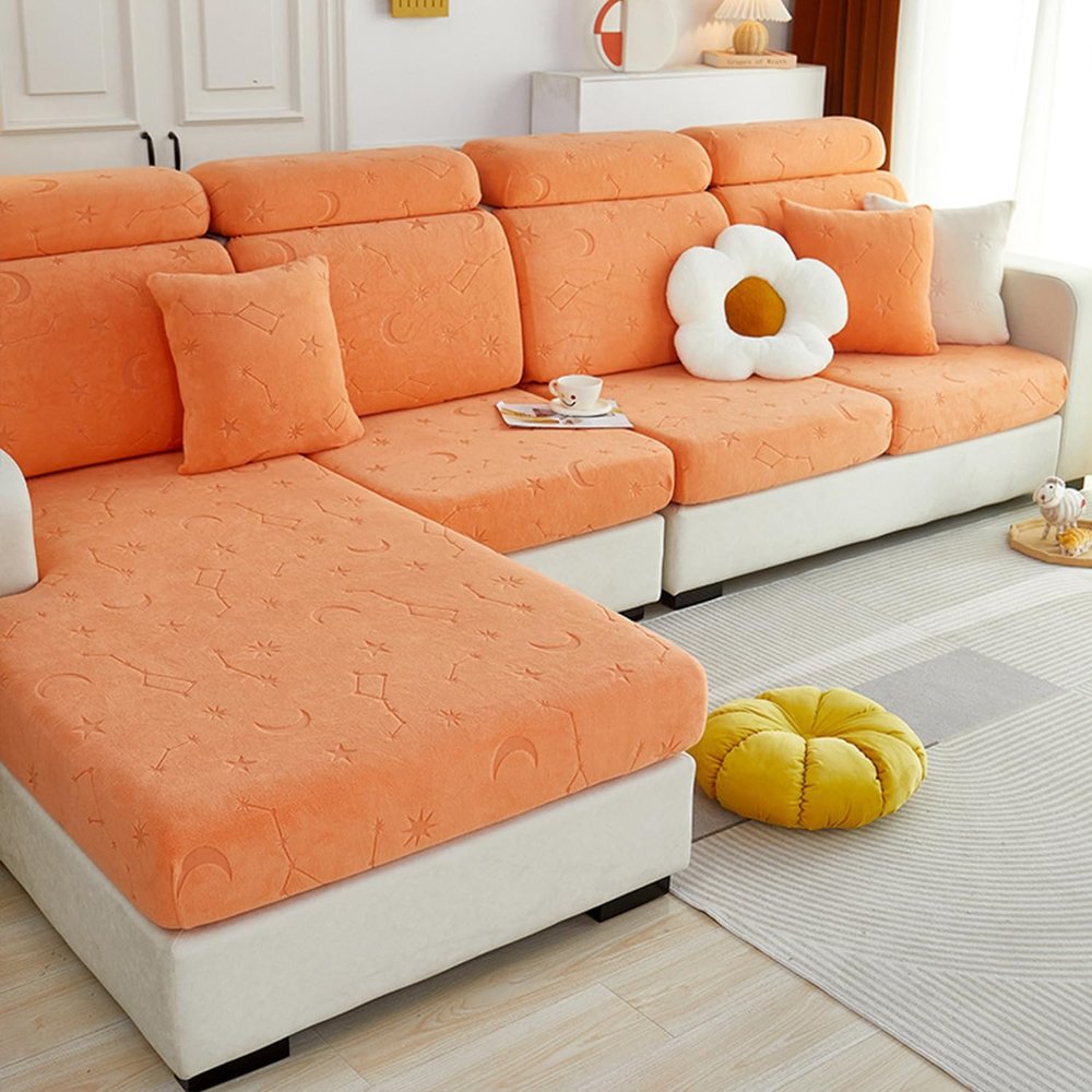 LXJDDLD Stretch Sofa Seat Cover, Orange, Large, 2-Seater