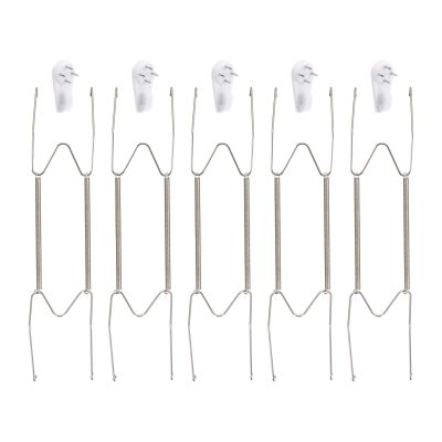 sourcing map 5-Pack Stainless Steel Plate Hangers, Invisible Wall-Mount Plate Hangers with 5 Wall Hooks and 10 Protectors, Silver