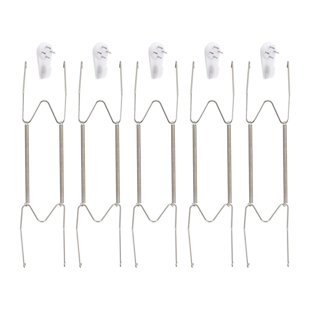 sourcing map 5-Pack Stainless Steel Plate Hangers, Invisible Wall-Mount Plate Hangers with 5 Wall Hooks and 10 Protectors, Silver