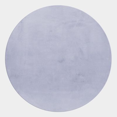 Soft High-Pile Round Rug, Washable, Modern Solid-Color Faux-Fur Look, Silver, 200 cm