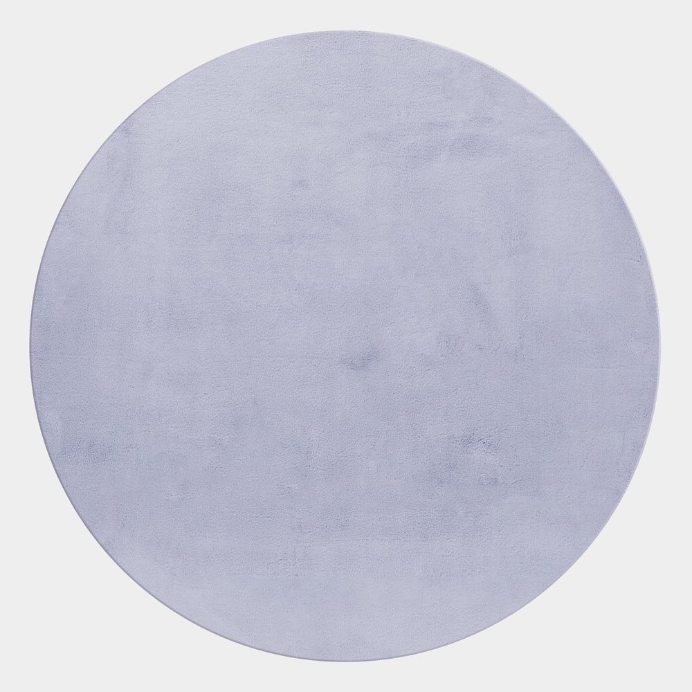 Soft High-Pile Round Rug, Washable, Modern Solid-Color Faux-Fur Look, Silver, 200 cm