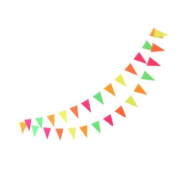 4, 4 m Fluorescent Paper Pennant Garland, Colorful Set