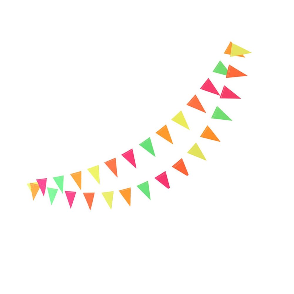 4, 4 m Fluorescent Paper Pennant Garland, Colorful Set