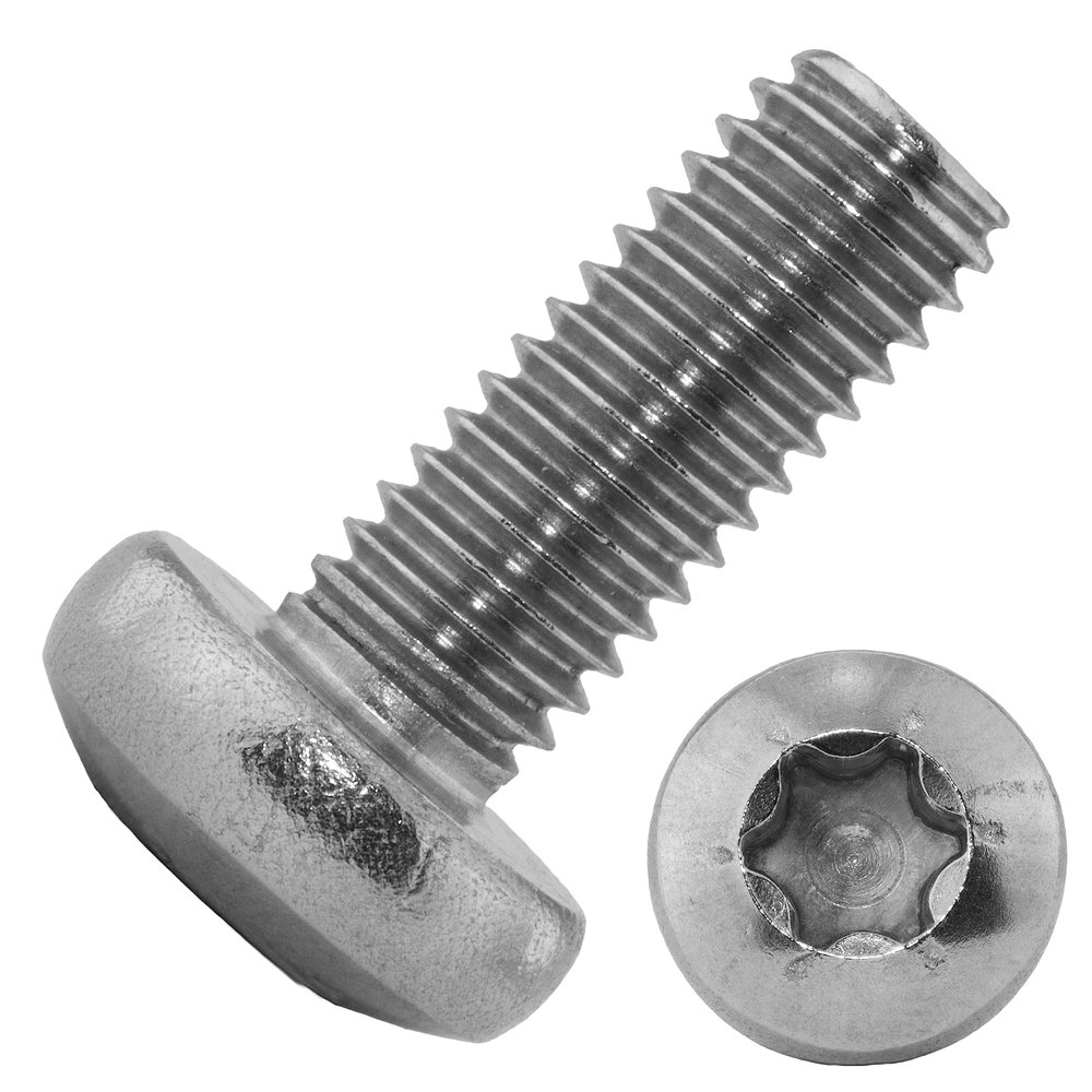 Techtanium M6 x 12 mm A2 Stainless Steel Pan Head Screws with Internal Hexalobular Drive, DIN 7985 (10 pcs)
