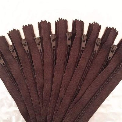 WUDOLI Nylon Zippers, 10–20 Pieces, 10–60 cm (4–24 in), for Sewing — Coffee, 10 cm, 20 Pieces
