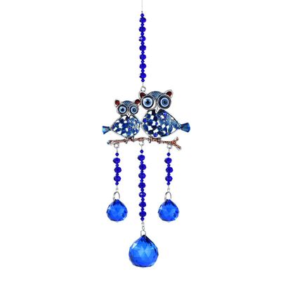 Soulnioi Blue Owl Crystal Suncatcher Wind Chime