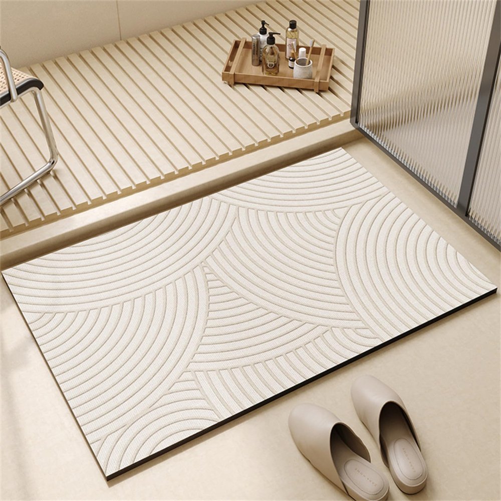 Bathroom Mat 80 x 120 cm, Non-Slip, Washable, Light Color