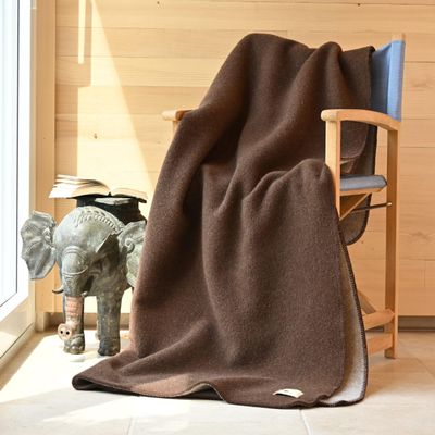Warm Cozy Naturalana Double-Face Wool Blanket for Sofa and Couch – 100% Virgin Merino Wool (Certified Organic) – 150 x 200–220 cm, Various Colors (Brown-Beige, 150 x 200 cm)