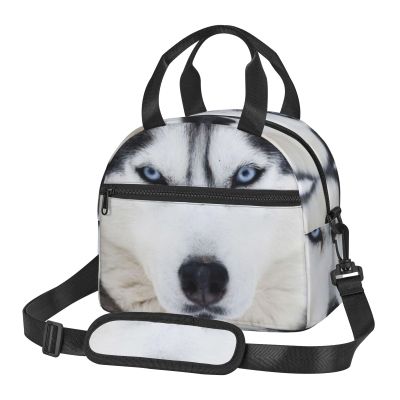 OPSREY Cute Husky Print Insulated Lunch Bag, Reusable Cooler Bag for Work, Picnics, and Travel