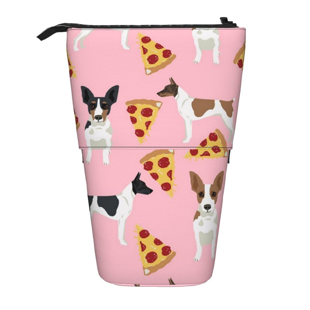 EVANEM Standing Pencil Case, Rat Terrier Dog Print, Telescopic Pop-Up Pencil Holder, One Size