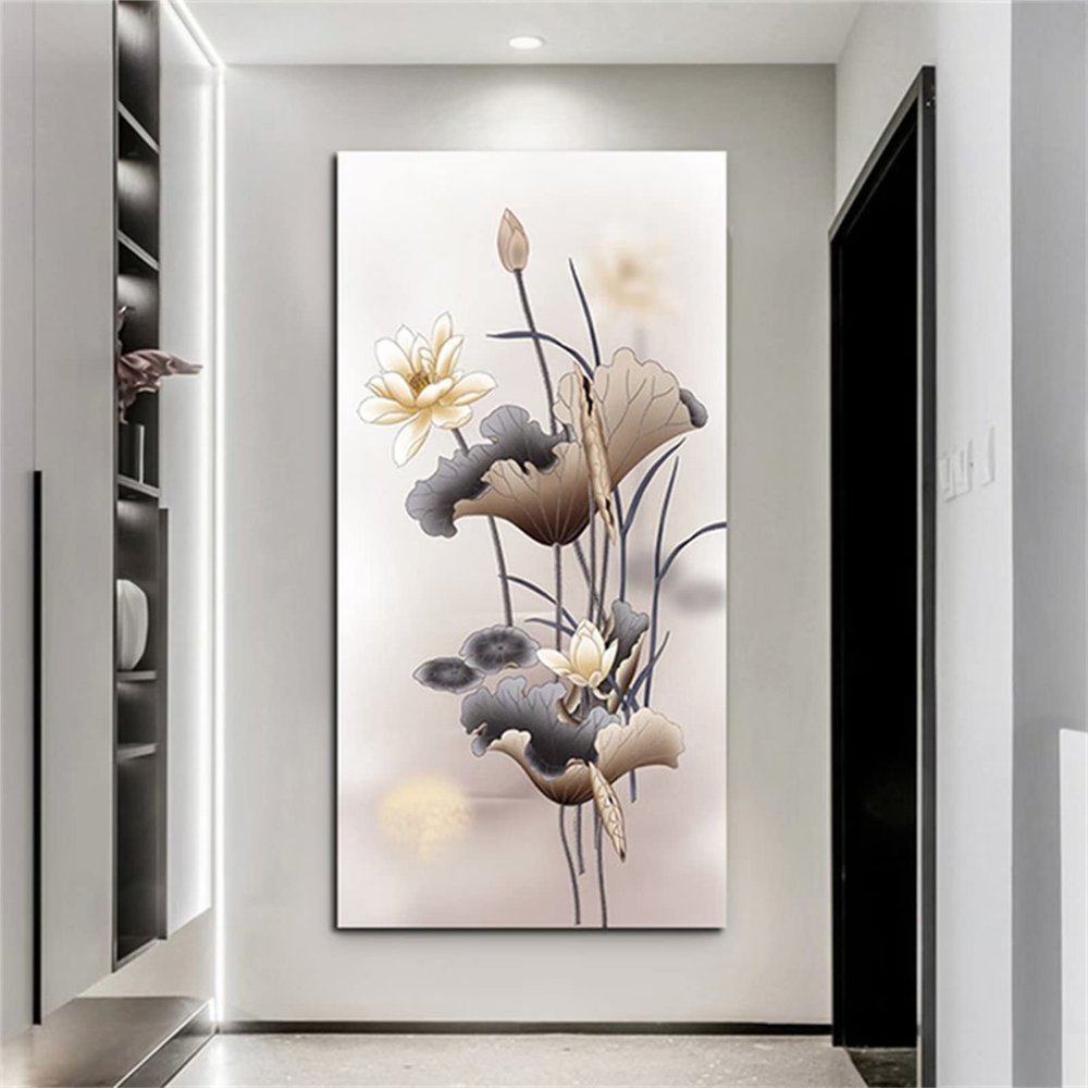 Lotus Flower DIY 5D Full Round Drill Diamond Painting Kit, 70 x 200 cm
