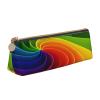 Rainbow Swirl Leather Pencil Case, Triangle Pen Pouch, Portable Cosmetic Bag, White, One Size view 1