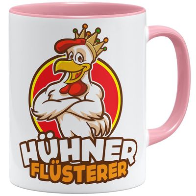 OM3 Chicken Whisperer Mug Farmer Chicken Whisperer Chicken Rooster III - Ceramic Mug - 11 oz / 325 ml - Double-Sided Print - Pink