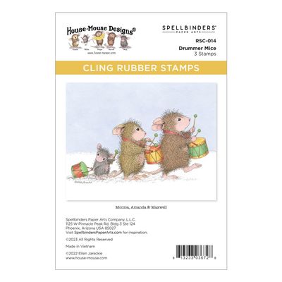 Spellbinders Drummer Mice Cling Rubber Stamp Set, House-Mouse Holiday Collection