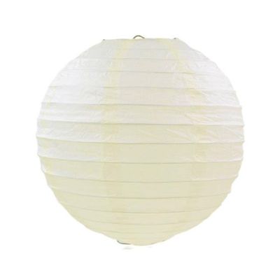 Round Chinese Paper Lantern, Beige, 16 in (40 cm)