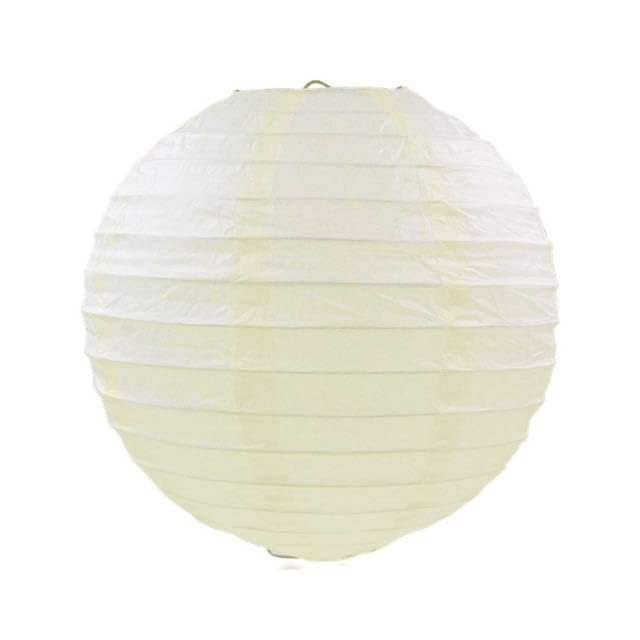 Round Chinese Paper Lantern, Beige, 16 in (40 cm)