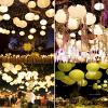 Round Chinese Paper Lantern, Beige, 16 in (40 cm) view 3