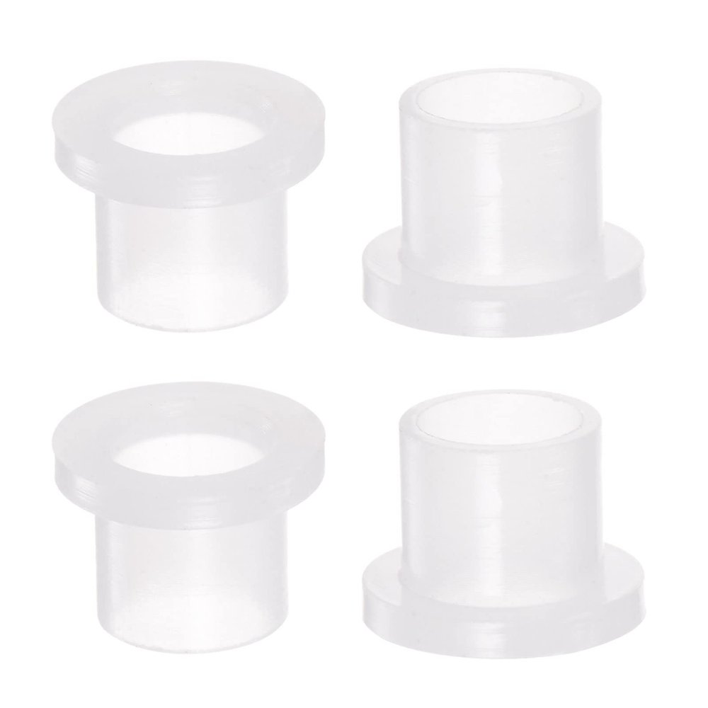 QUARKZMAN 4-Piece Flanged Sleeve Bearings, 8.1 mm Bore, 10 mm OD, 10 mm Length, Nylon Bushings for Shafts, White
