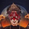 Halloween Demon Devil Mask - Red Ram Horn Half-Face Mask view 2