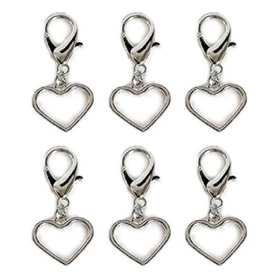 Danlai 6-Piece Metal Hollow Heart Spring Snap Keychain Clips
