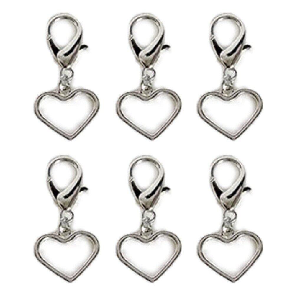 Danlai 6-Piece Metal Hollow Heart Spring Snap Keychain Clips