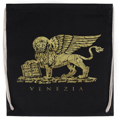 Capzy Leone Di San Marco Of Venezia Black Drawstring Sports Bag