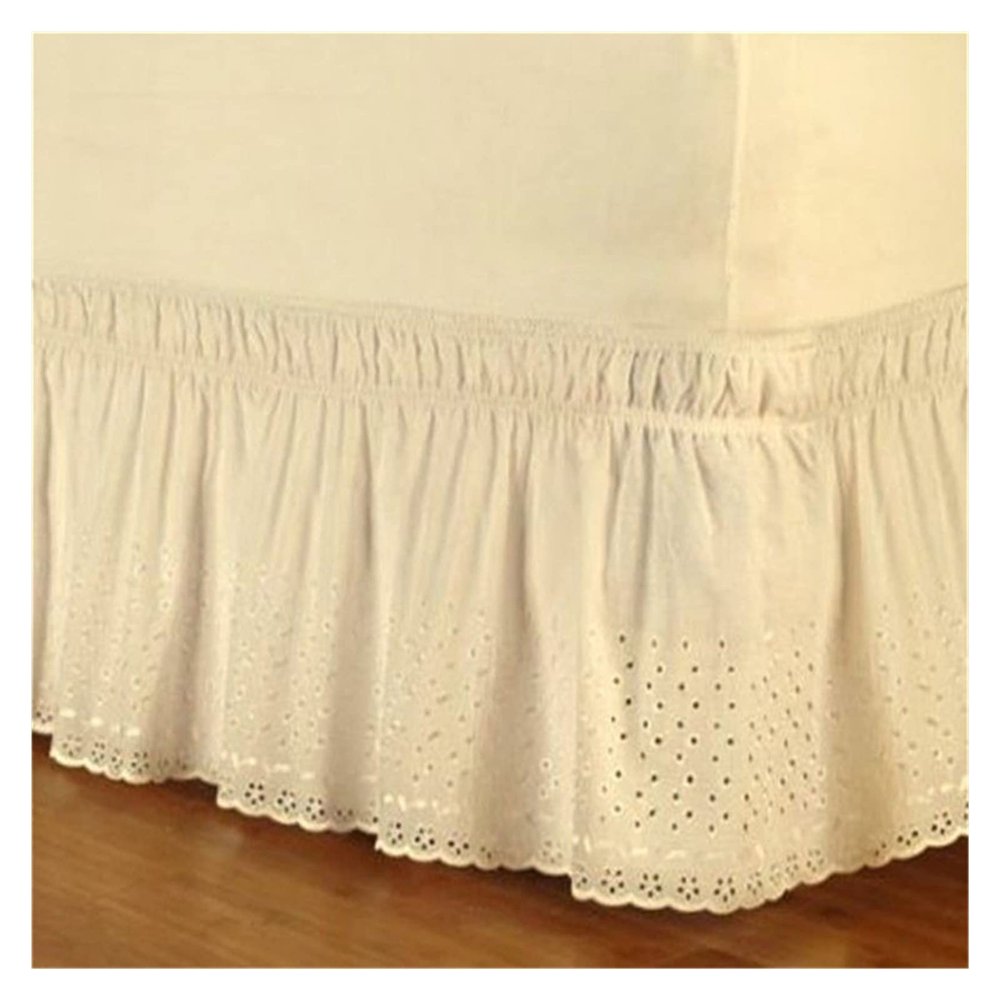 Elastic Embroidered Bed Skirt, 37 cm Drop, Queen Size, Color B