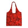 OUSIKA Many Red Roses Canvas Tote Bag, Reusable Shopping Shoulder Bag, Black, One Size view 1