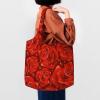 OUSIKA Many Red Roses Canvas Tote Bag, Reusable Shopping Shoulder Bag, Black, One Size view 2