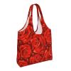 OUSIKA Many Red Roses Canvas Tote Bag, Reusable Shopping Shoulder Bag, Black, One Size view 3