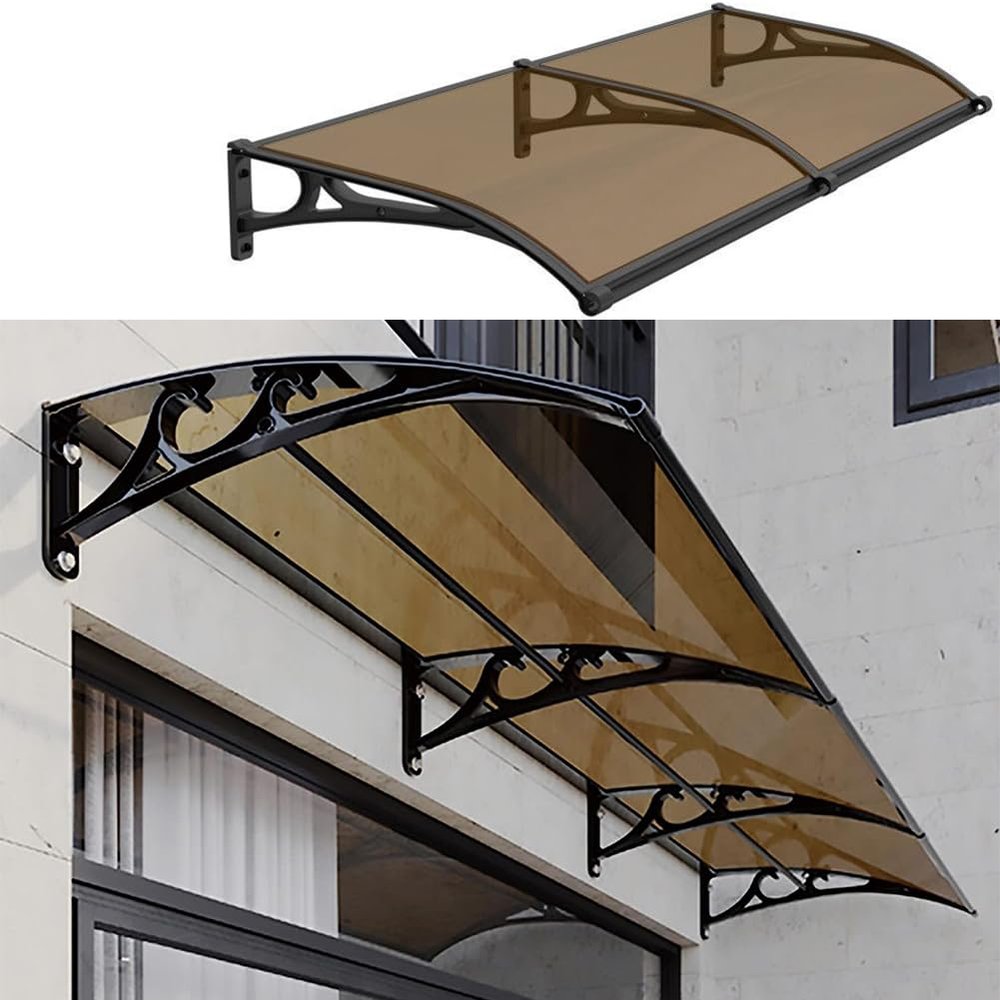 NUACOS Transparent Front Door Awning, Curved, 100 x 270 cm