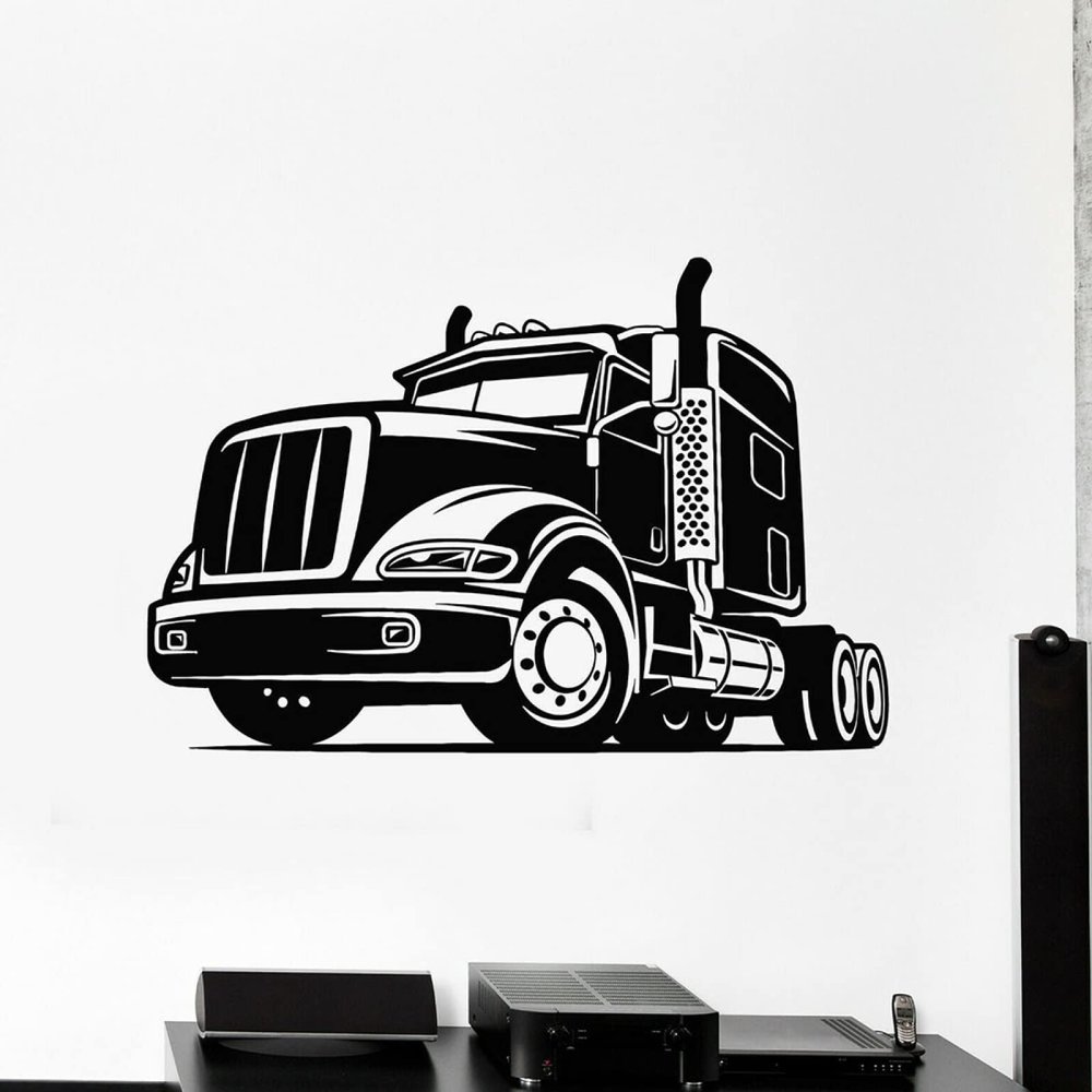 HUANYIN Car Wall Decal, Truck Vehicle Machine Teen Boy Bedroom Garage Home Decor Vinyl Window Sticker, 74 x 110 cm