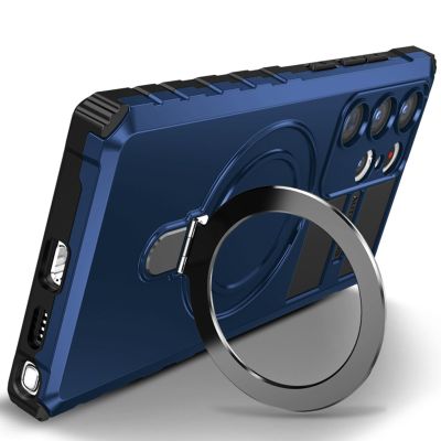 HAZARA Shockproof Phone Case for Samsung Galaxy S23 Plus, with Metal Ring Stand, Magnetic, for Wireless Charging, Blue1