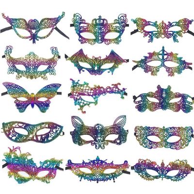 Danlai 15-Piece Colorful Lace Masquerade Eye Masks for Adults