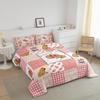 Pink Capybara Comforter Set 200 x 200 cm for Girls' Bedrooms, Kawaii Brown Capybara Animal Bedding with Geometric Plaid Patchwork Design view 2