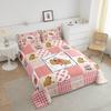 Pink Capybara Comforter Set 200 x 200 cm for Girls' Bedrooms, Kawaii Brown Capybara Animal Bedding with Geometric Plaid Patchwork Design view 3