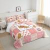 Pink Capybara Comforter Set 200 x 200 cm for Girls' Bedrooms, Kawaii Brown Capybara Animal Bedding with Geometric Plaid Patchwork Design view 4
